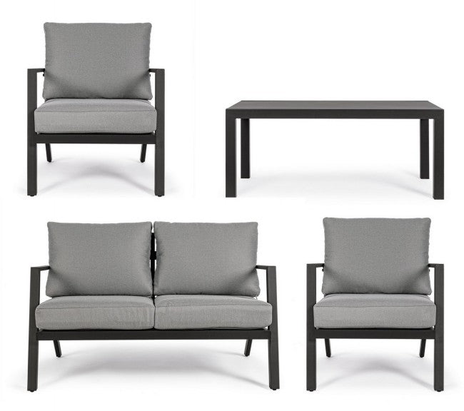 Ensemble de salon de jardin anthracite 4 pièces YK13