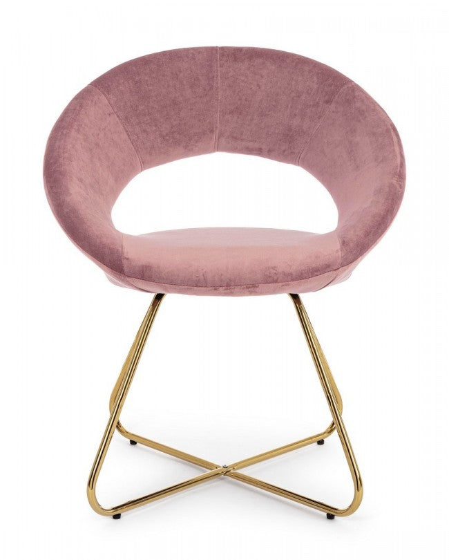 2x Fauteuil Vanity Gold en velours rose