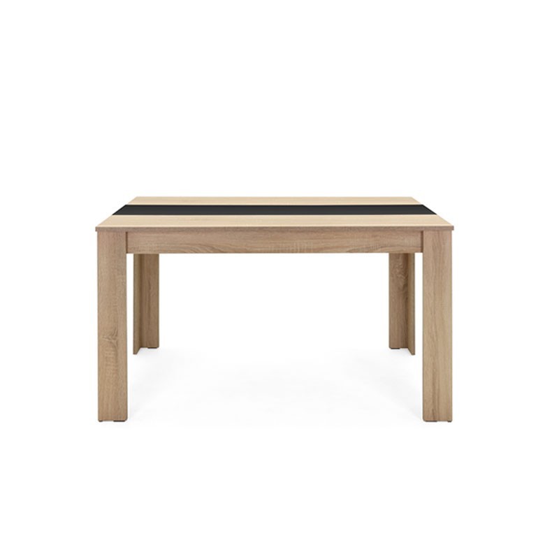 Table à manger couleur chêne avec insert réversible noir ou blanc 138x80xh.74 cm