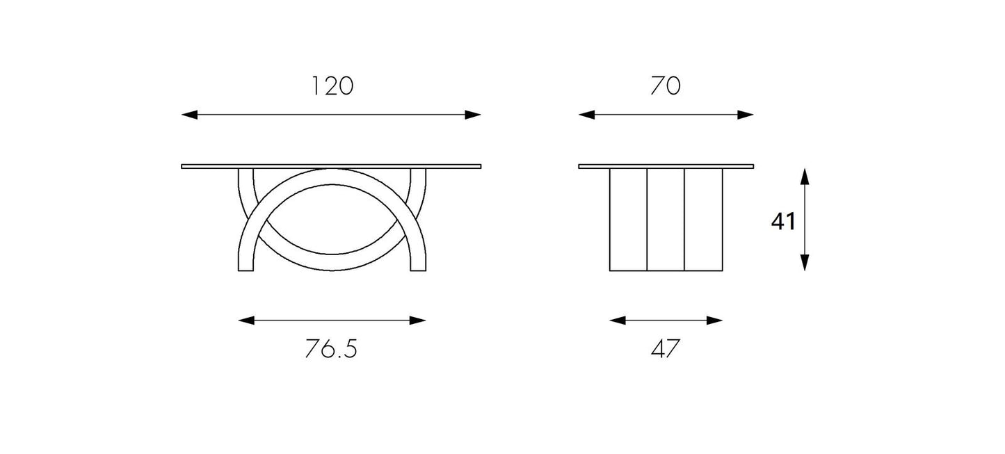 Table basse transparent-beige-gris 70 cm x 120 cm H. 41 cm