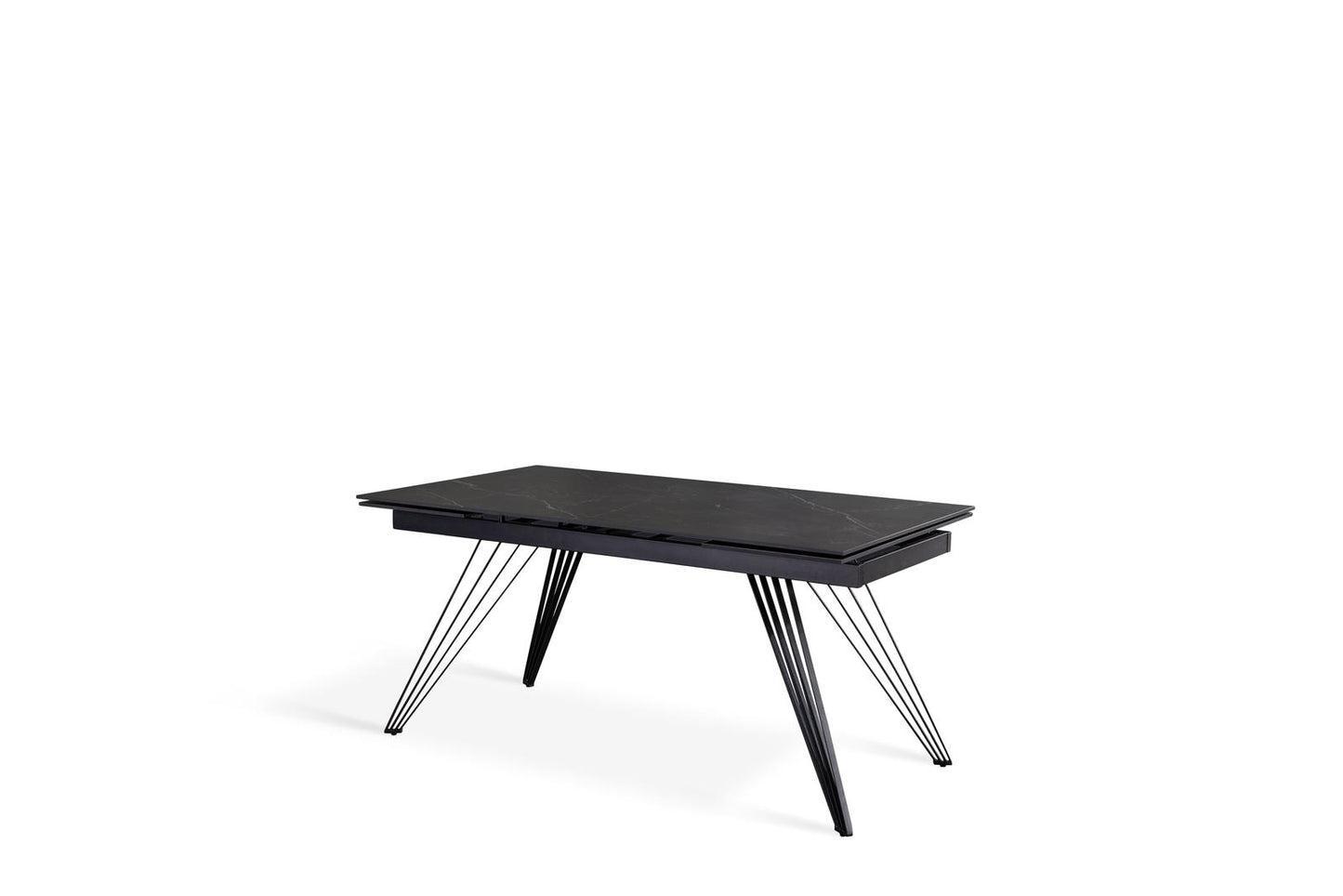 Table extensible noir mat 90 cm x 160-240 cm H. 76 cm