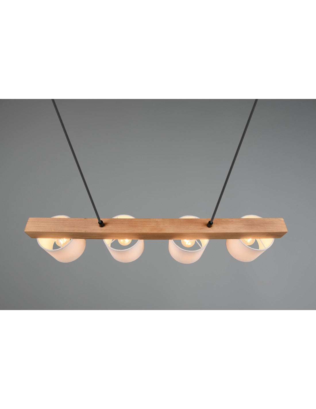 Lustre Suspension Bois 4 Abat-jour Blanc Cameron Trio Lighting