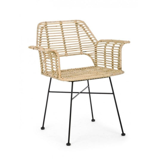 Chaise Tunas avec accoudoirs en fibres naturelles