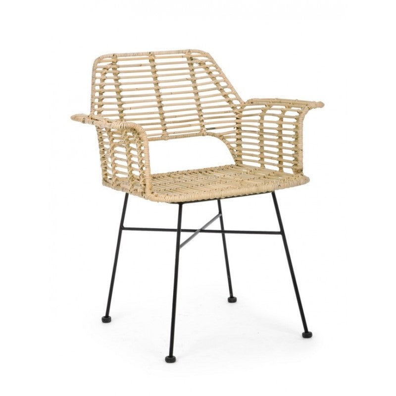 Chaise Tunas avec accoudoirs en fibres naturelles