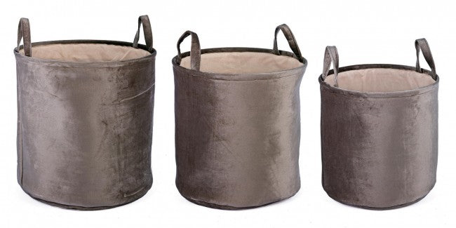 3x Set 3 P. Objets Velours à Beige