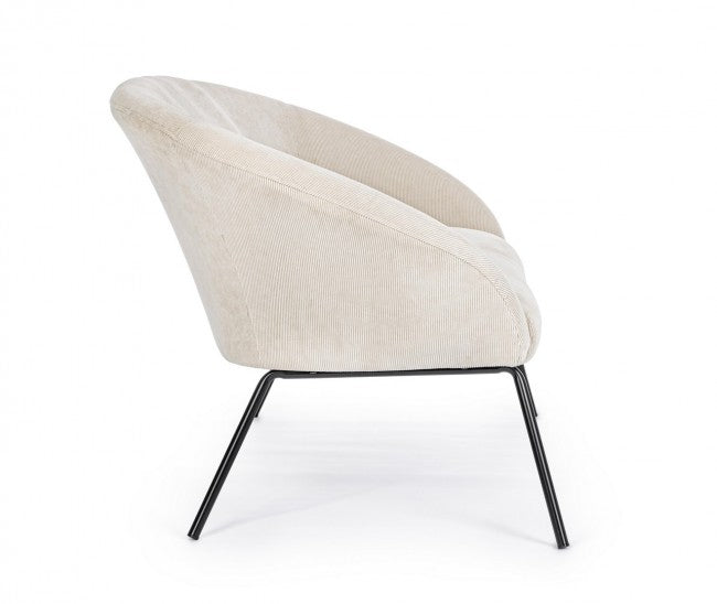 Canapé en acier velours blanc Aiko Velvet 142 x 80 x 75 cm