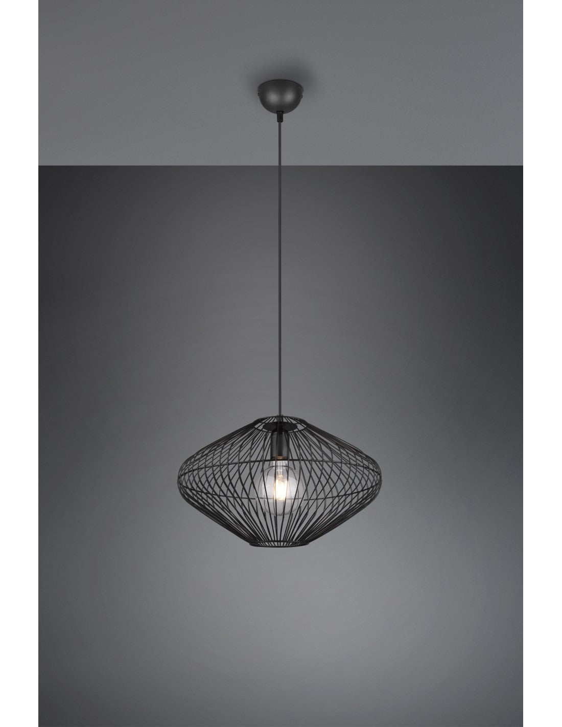 Cobain Trio Lighting Lustre à suspension en forme de cage en métal noir