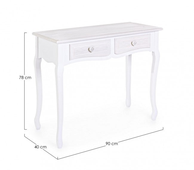 Console shabby en MDF avec deux tiroirs Blanc CHARELENE L 90x40x h78 cm