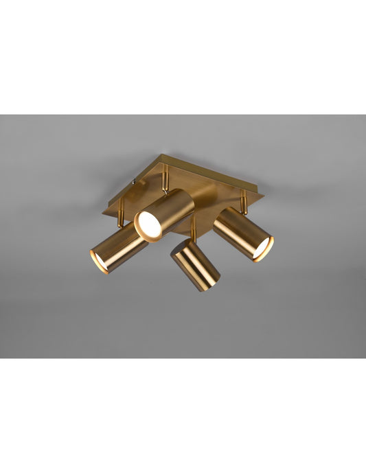 Spot Marley 4 Spots GU10 Laiton Vieilli 24x24 cm Trio Lighting