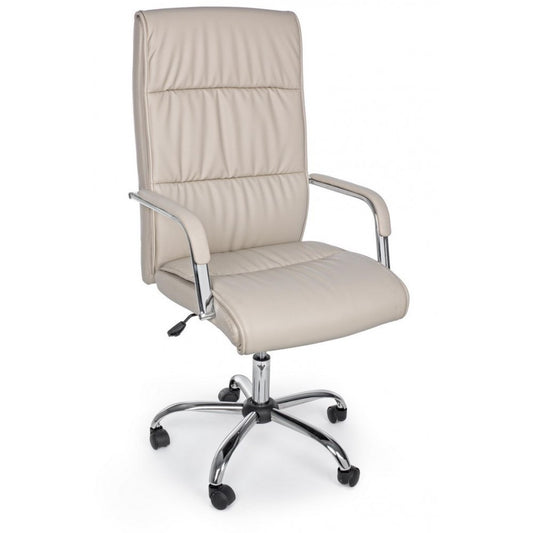 Fauteuil de bureau Queensland avec accoudoirs en éco-cuir gris tourterelle
