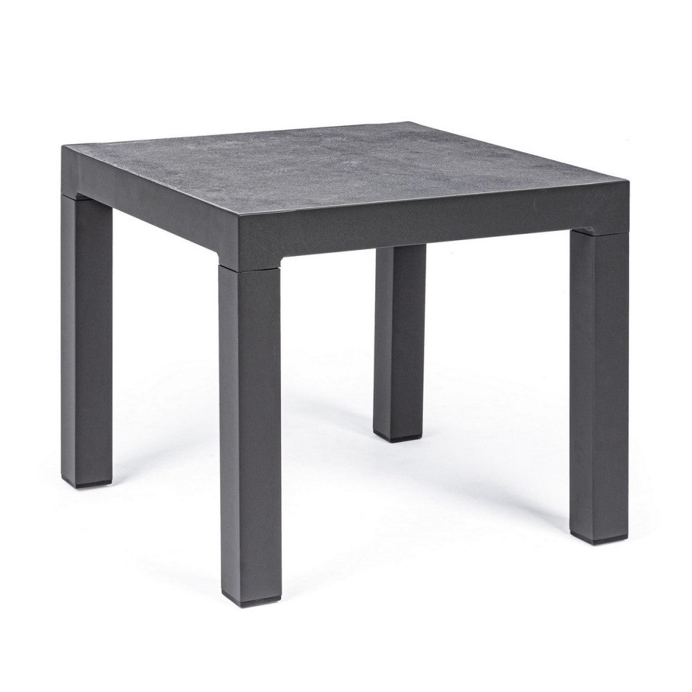 Table basse en aluminium style industriel anthracite 50x50 cm