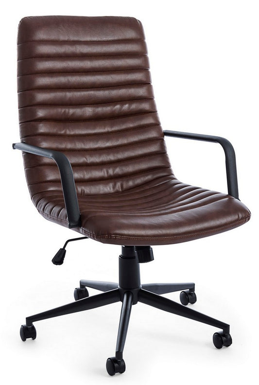 Fauteuil de bureau Gregory en simili cuir marron