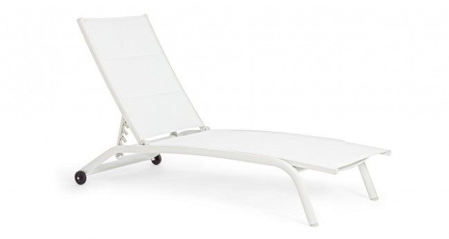 Bain de soleil Cleopas en aluminium blanc-blanc avec roulettes