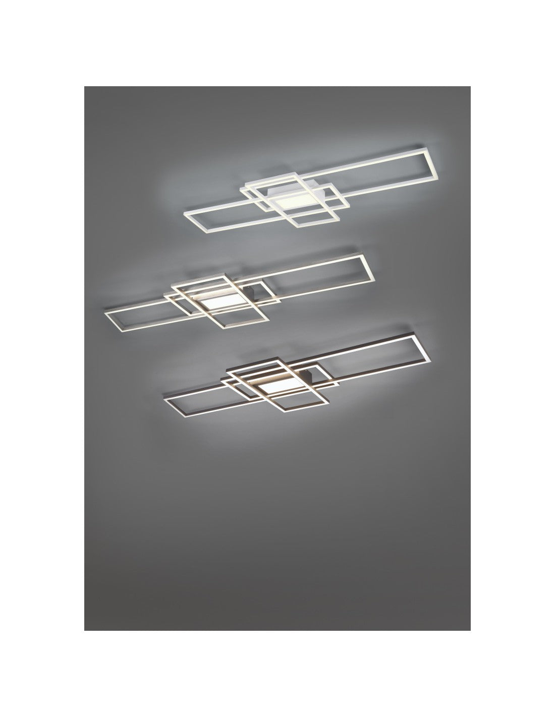 Plafonnier Irvine 3 rectangles LED 60w Anthracite L105 cm Dimmable Trio Lighting