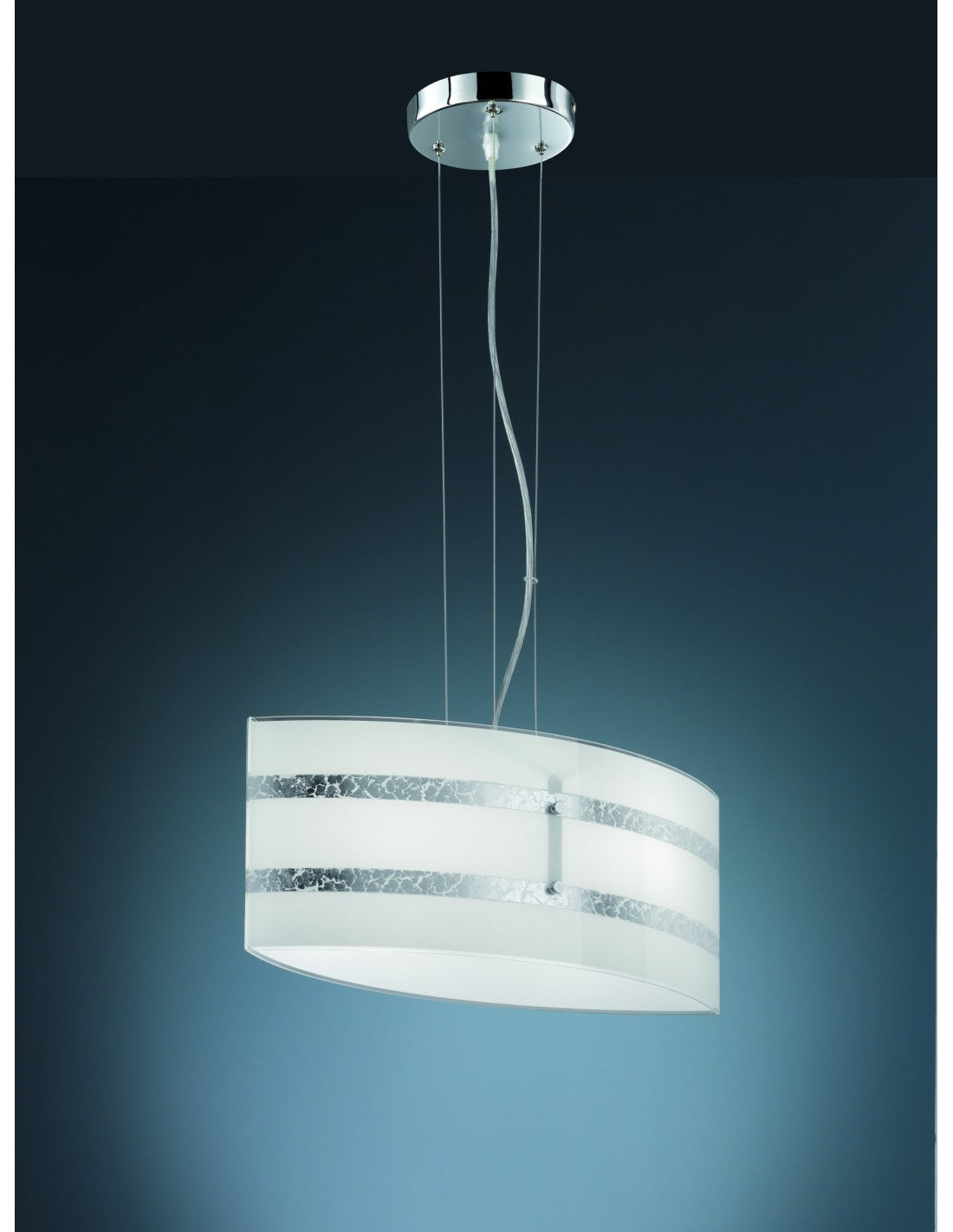Suspension Moderne en Verre avec Décorations de Feuilles d'Argent Nikosia Trio Lighting