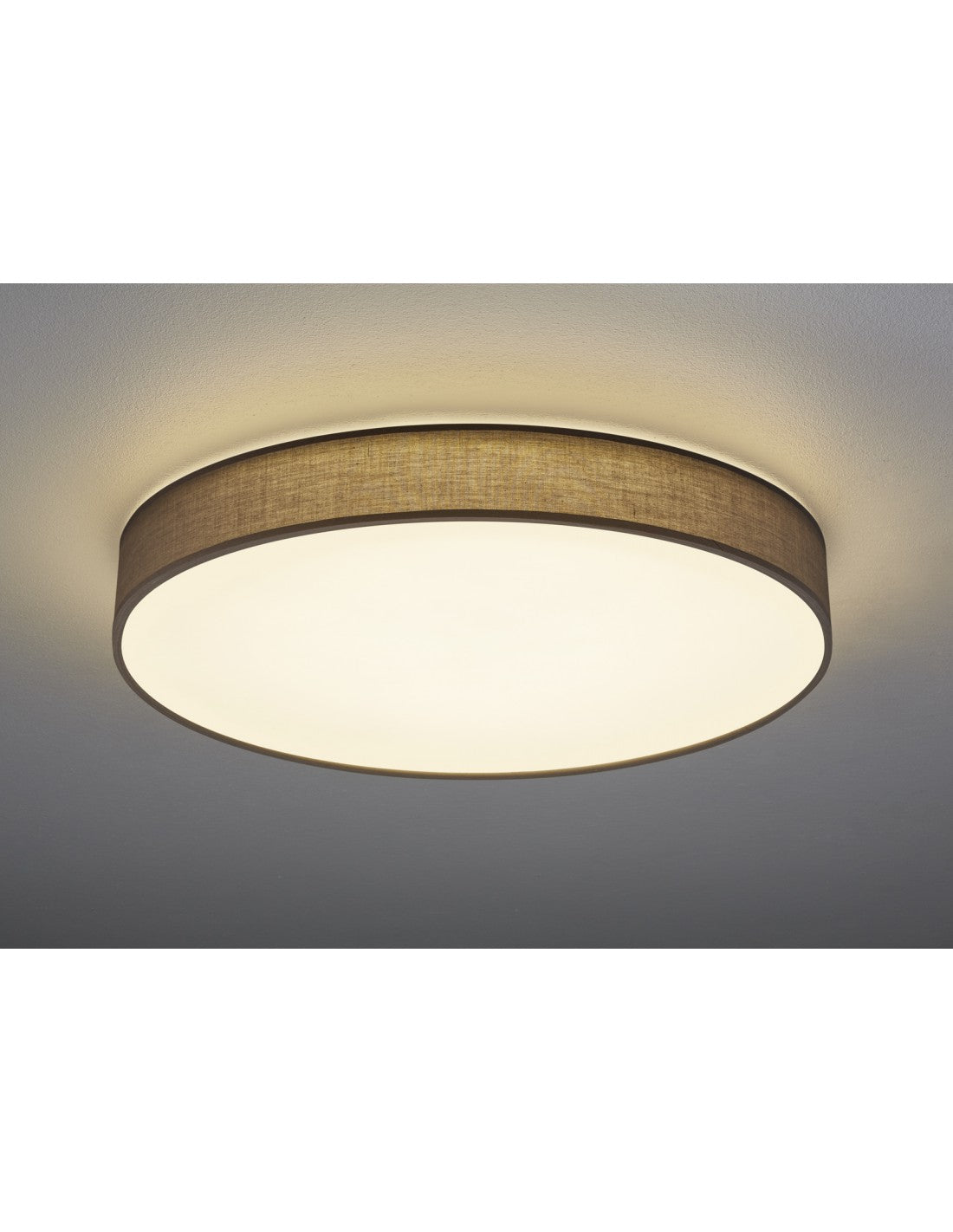 Grand plafonnier LED avec abat-jour en tissu Gris Lugano Ø75 cm Trio Lighting