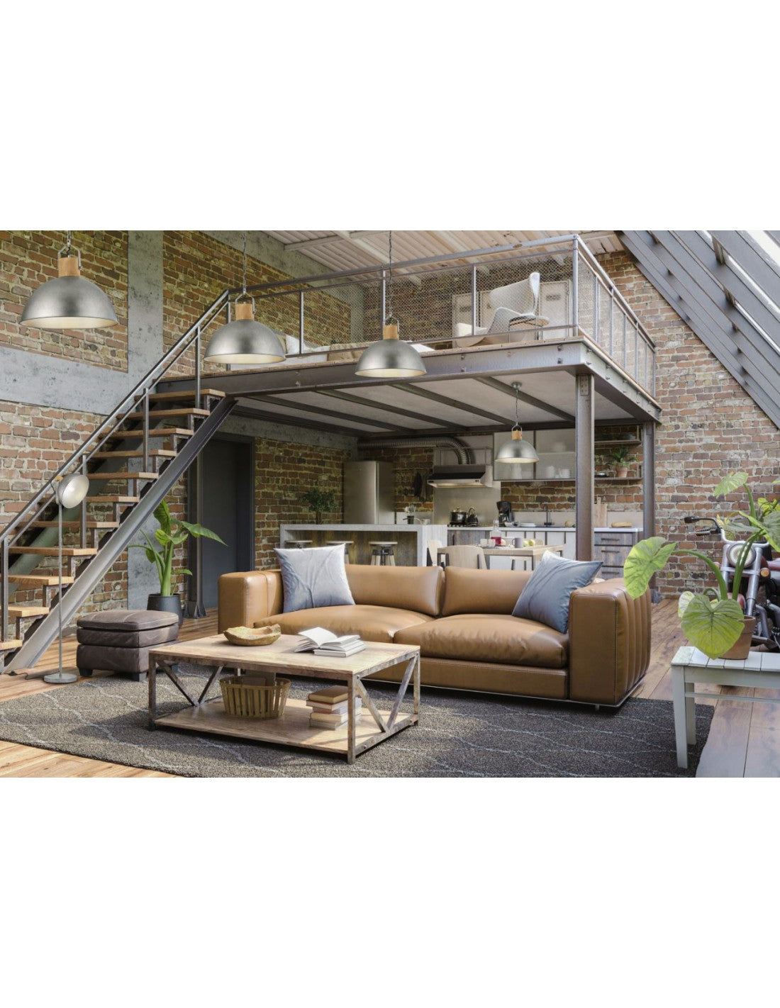 Lampadaire Industriel Vintage Dôme Ajustable Delhi Nichel Trio Lighting