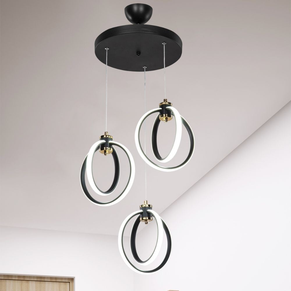 Lampe à suspension Felicia avec trois points lumineux circulaires LED ASZ1593