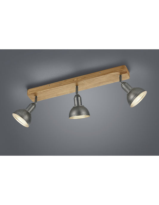 Spot industriel Barra 3 Spots Delhi Nickel L58 cm 3xE14 Trio Lighting