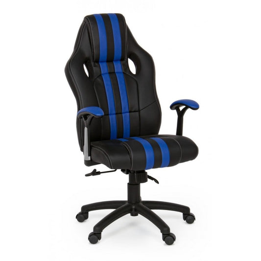 Fauteuil de bureau Spider avec accoudoirs en simili cuir bleu