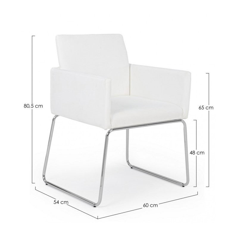 Chaise avec accoudoirs en simili cuir Blanc SIXTY 60x54x h80,5 cm