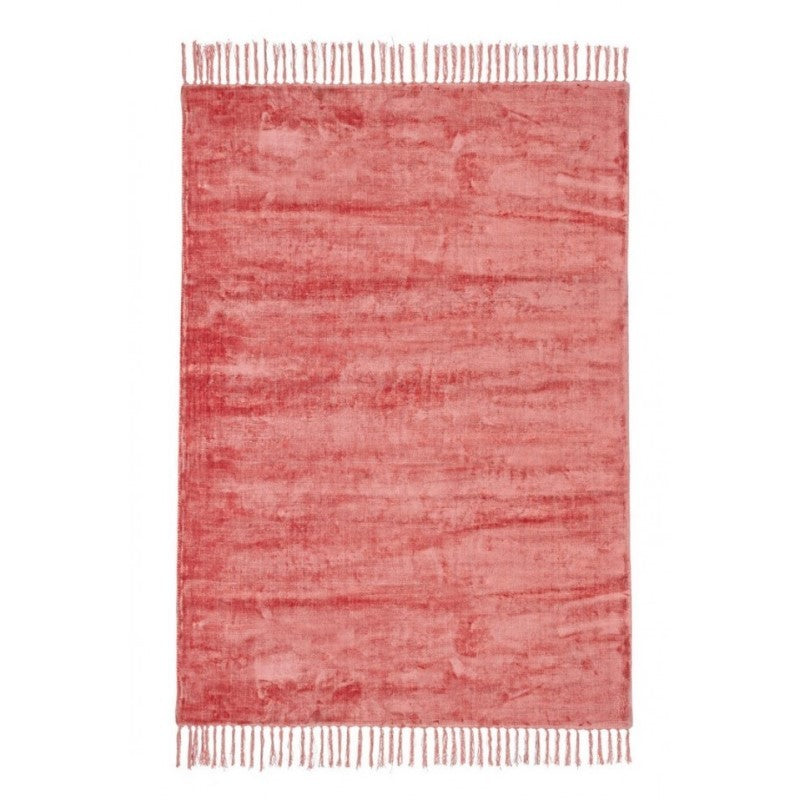 Tapis viscose style ethnique Rouge Corail BELIZE 140x200 cm