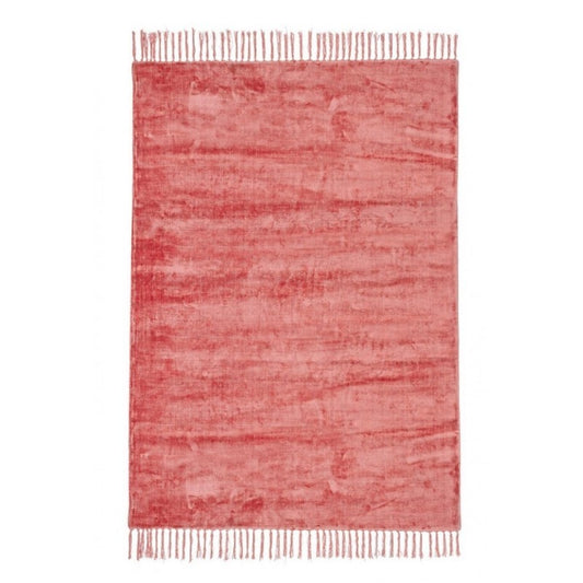 Tapis viscose style ethnique Rouge Corail BELIZE 140x200 cm
