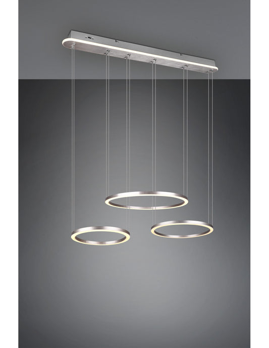 Suspension 3 Anneaux Led Variateur Nickel Variateur Morrison Trio Lighting