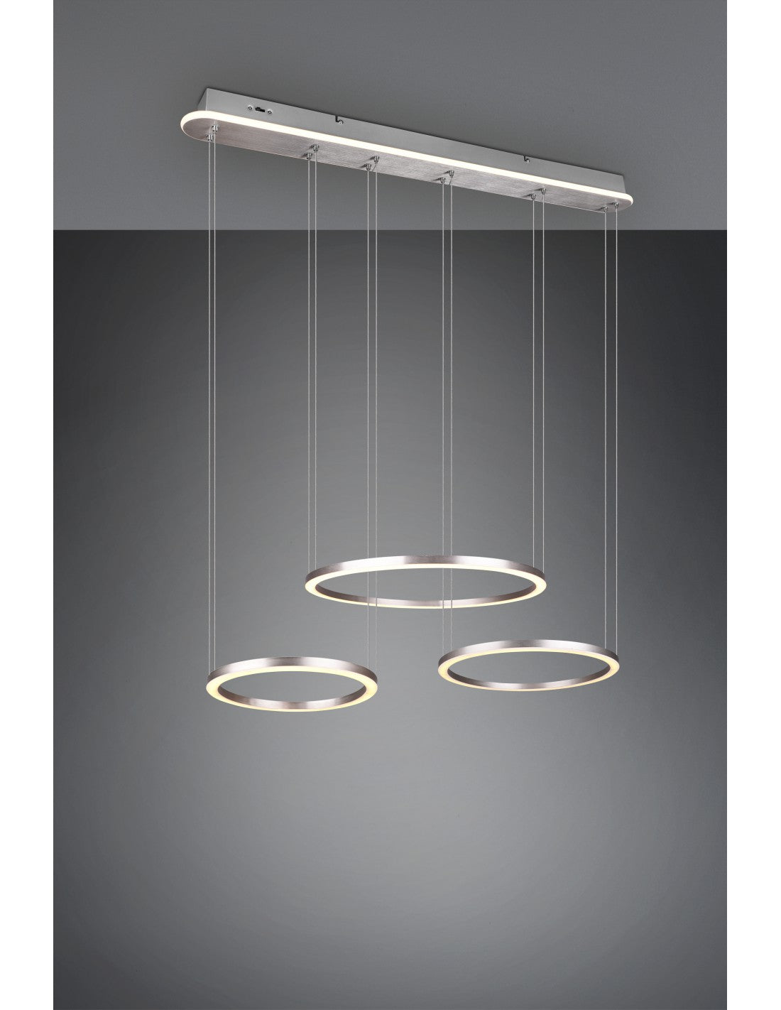 Suspension 3 Anneaux Led Variateur Nickel Variateur Morrison Trio Lighting