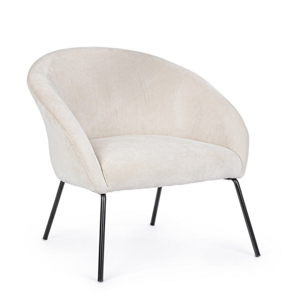 Fauteuil en métal velours blanc Aiko Velvet 80 x 76 x 75 cm