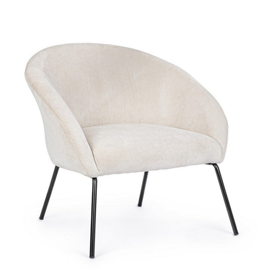 Fauteuil en métal velours blanc Aiko Velvet 80 x 76 x 75 cm