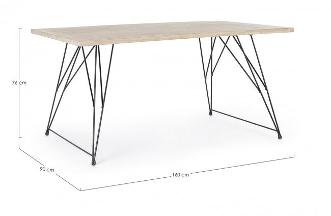 Table design industrielle en bois DISTRICT 160x90x h76 cm