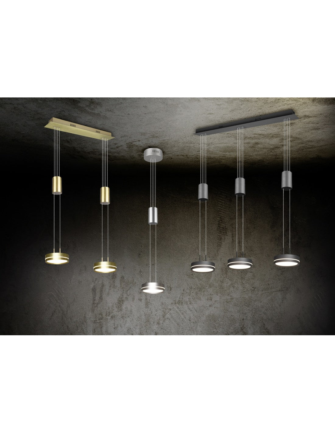 Suspension Îlot de Cuisine 3 Disques LED Franklin Anthracite Moderne Trio Luminaire