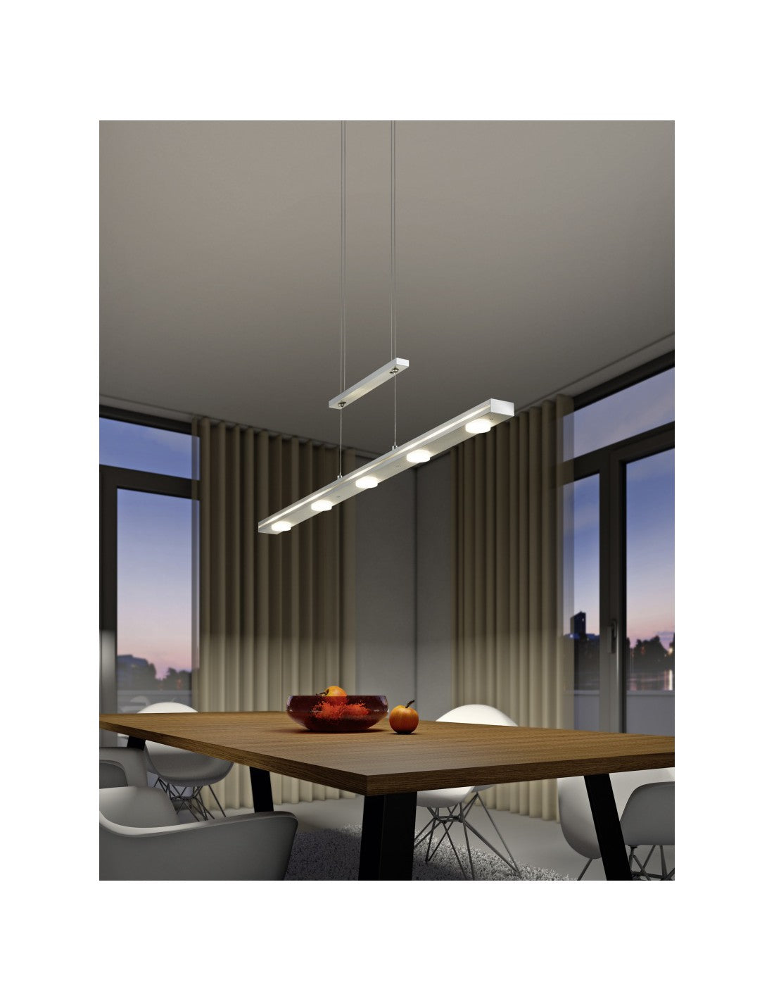 Suspension LED moderne au-dessus et au-dessous Lacal Nichel Trio Lighting