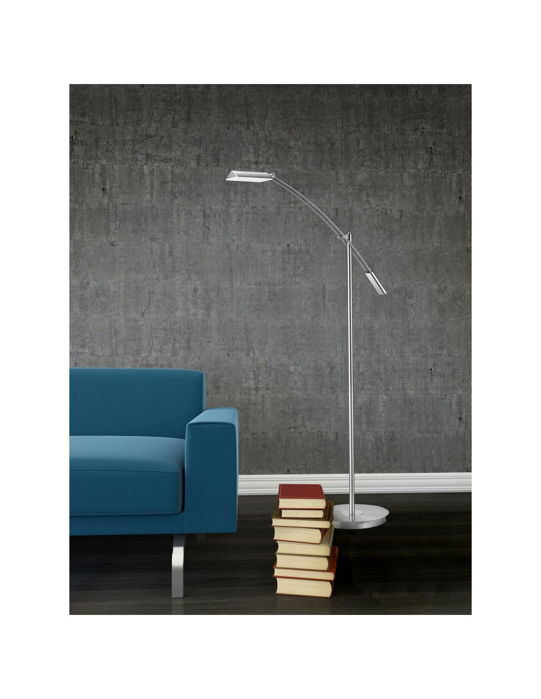 Lampadaire Vérone Led 12W H126 cm Nichel Trio Lighting