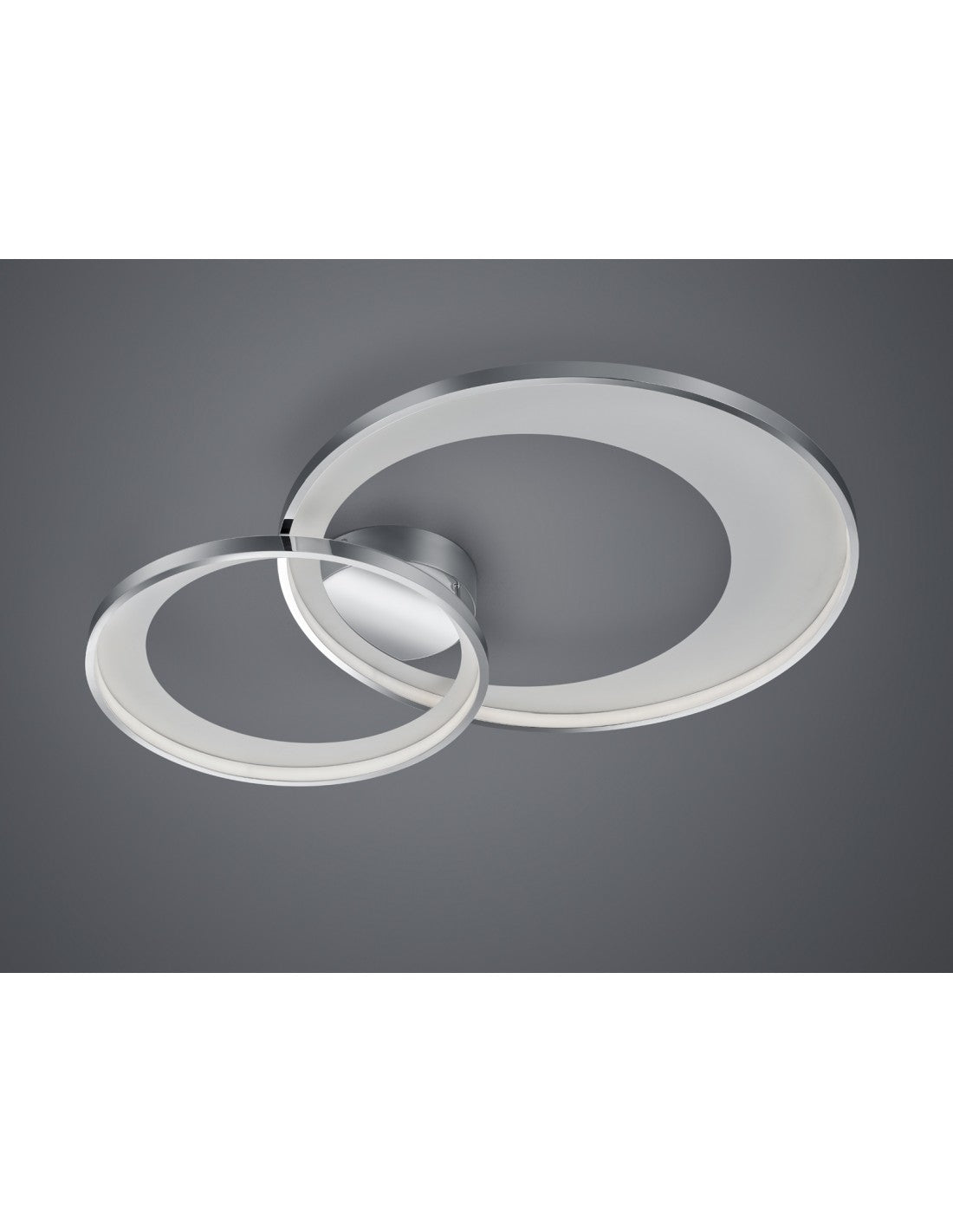 Plafonnier Granada Double Cercle Chrome LED 36w Dimmable L85 cm Trio Lighting