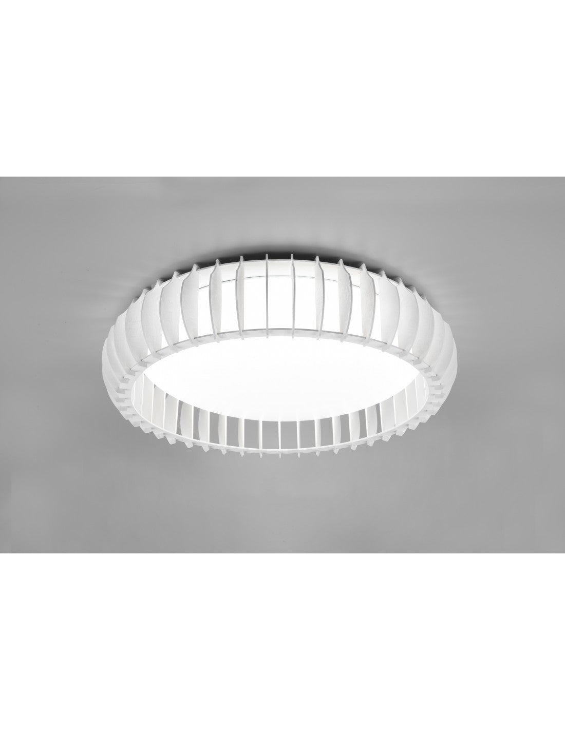 Plafonnier rond en bois blanc LED 38w variateur Monte Trio Lighting