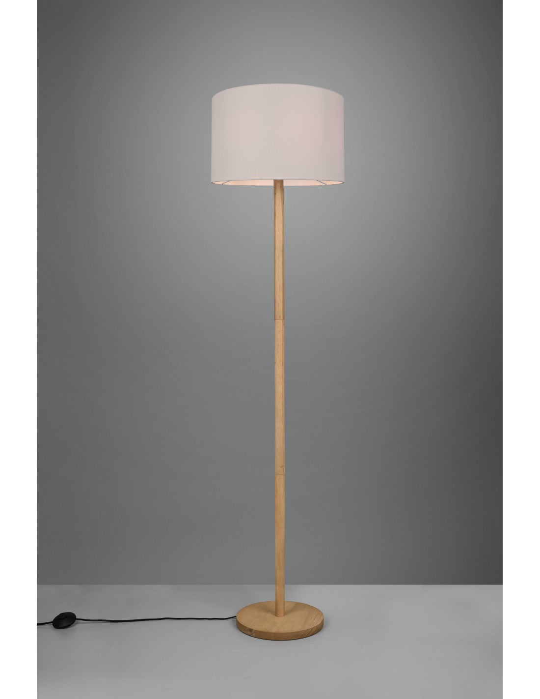 Lampadaire Korba élégant socle en bois abat-jour blanc Trio Lighting