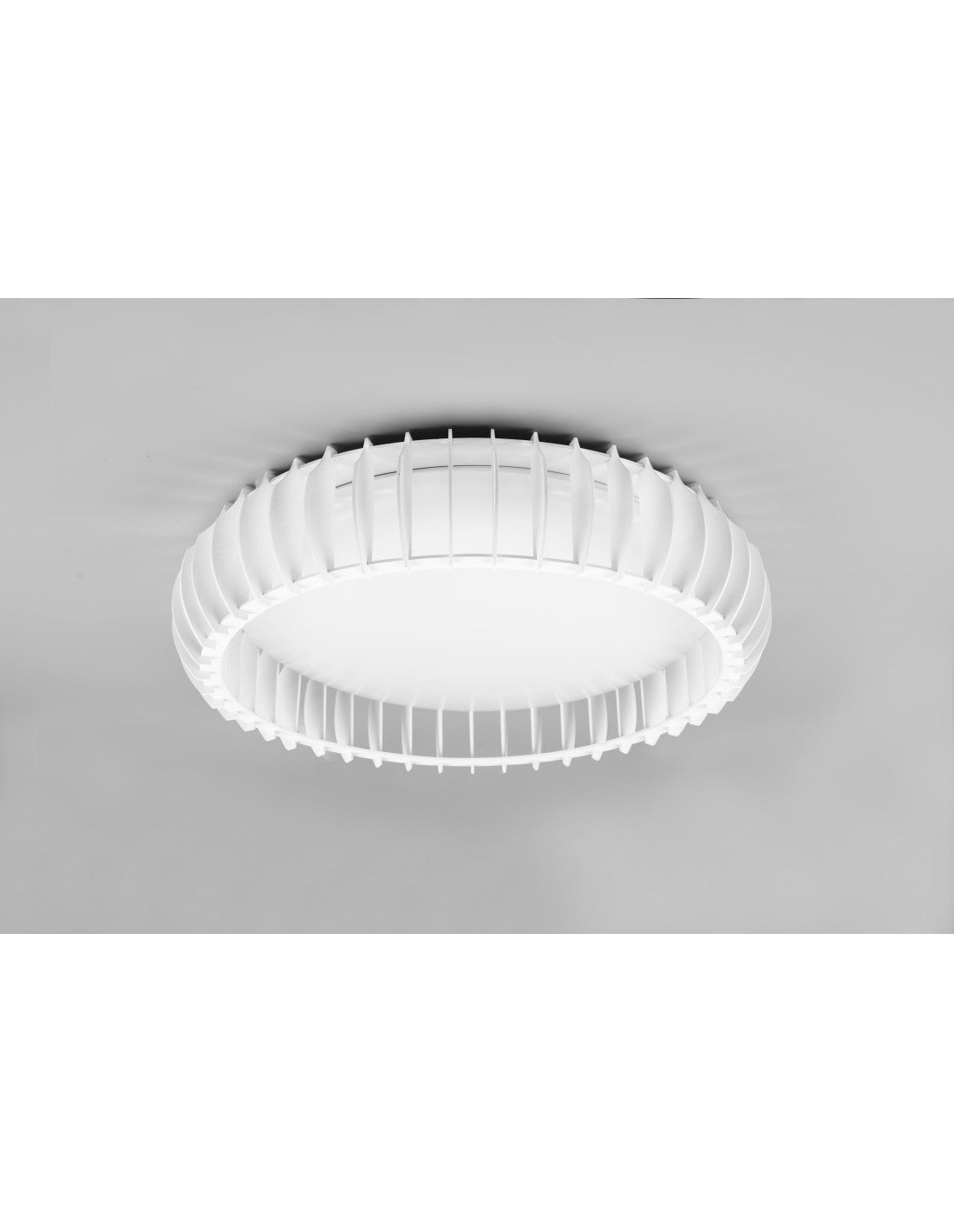 Plafonnier rond en bois blanc LED 38w variateur Monte Trio Lighting