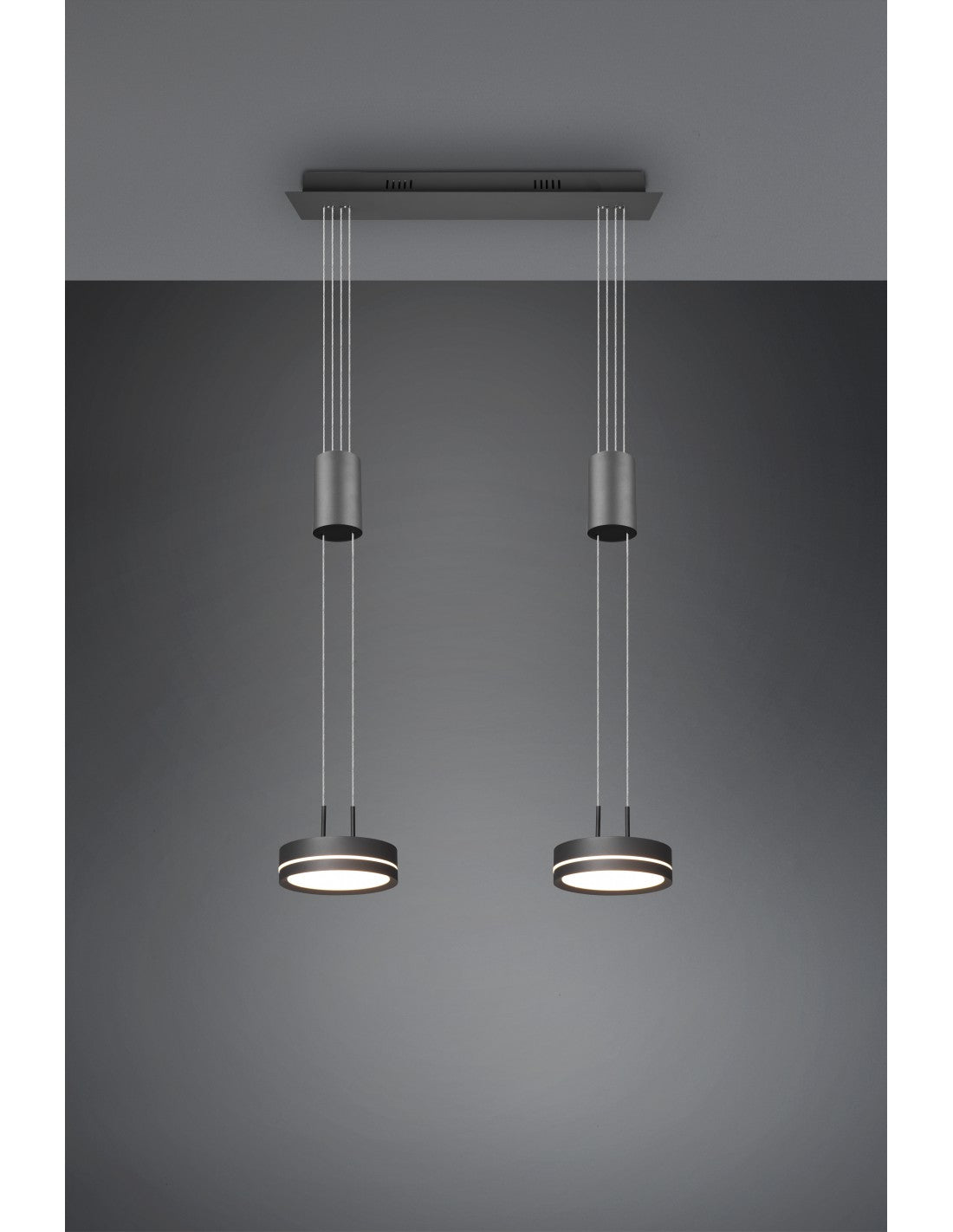 Franklin Anthracite Suspendu Double Disque LED Island Chandelier Trio Lighting