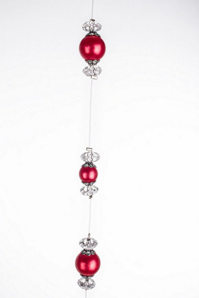 12x Fil de Perles C-Drop Rouge 180cm