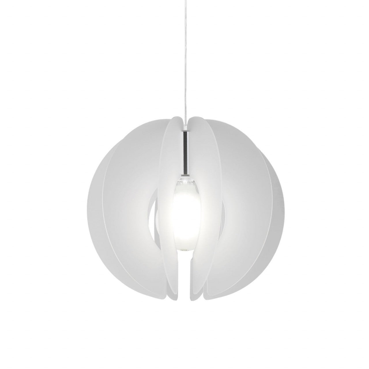 Lampe à Suspension Sirio en Métal Chromé Satiné Cm. 40x40h
