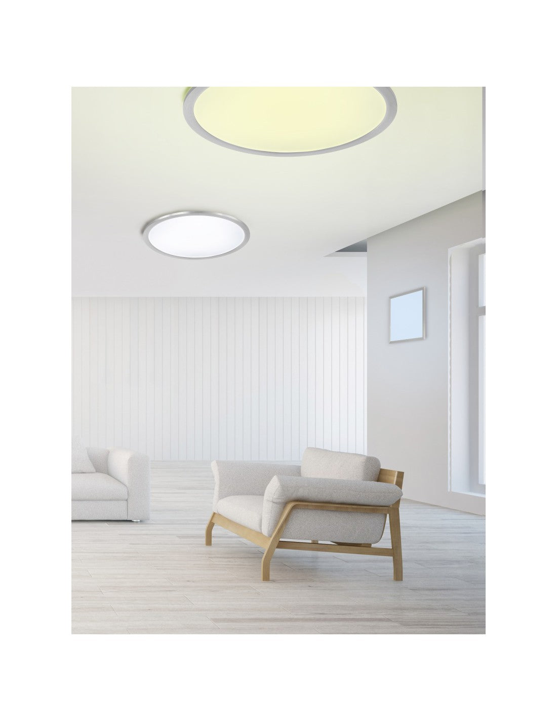 Plafonnier carré Griffin LED Dimmable Rgbw Nickel 39x39 cm Trio Lighting