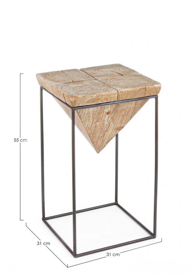 Tabouret en acier avec assise en sapin PRISMY 31x31xh.55 cm