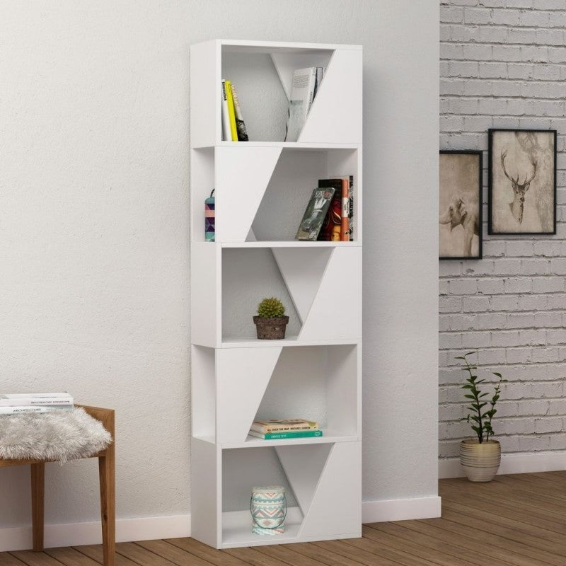 Bibliothèque blanche 5 étagères Structure 54x24xh.168 cm