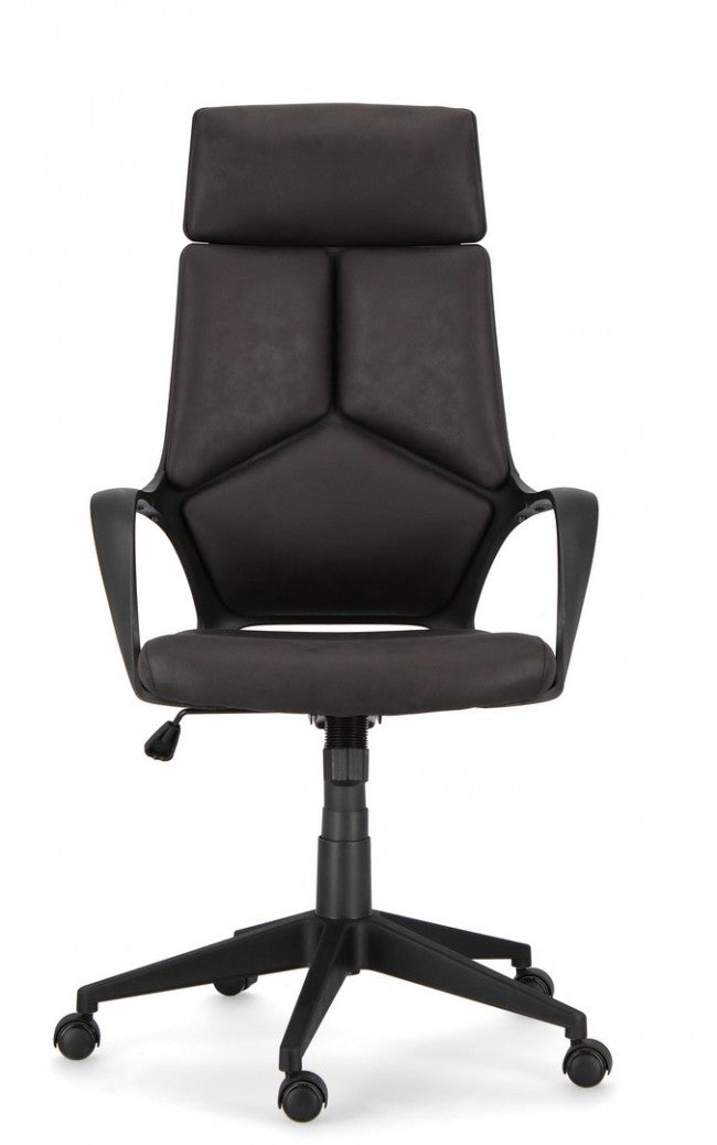 Fauteuil de bureau en tissu Damon avec dossier haut noir