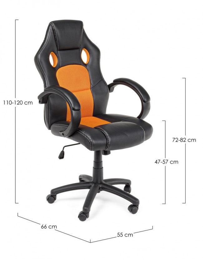 Fauteuil de bureau avec bracelets Racing noir-orange en simili cuir