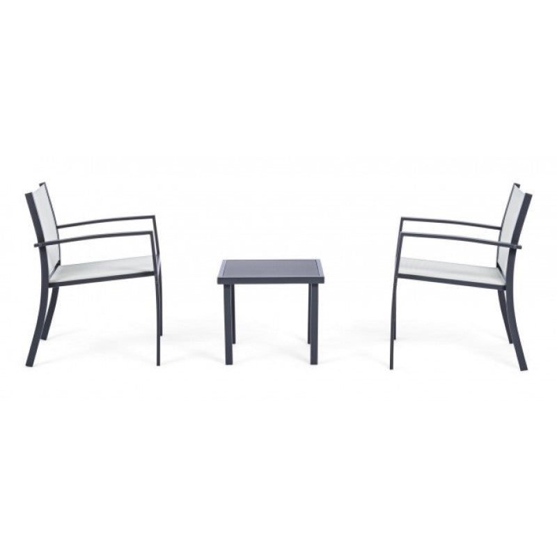 Salon de jardin 3 pièces en métal anthracite Auri