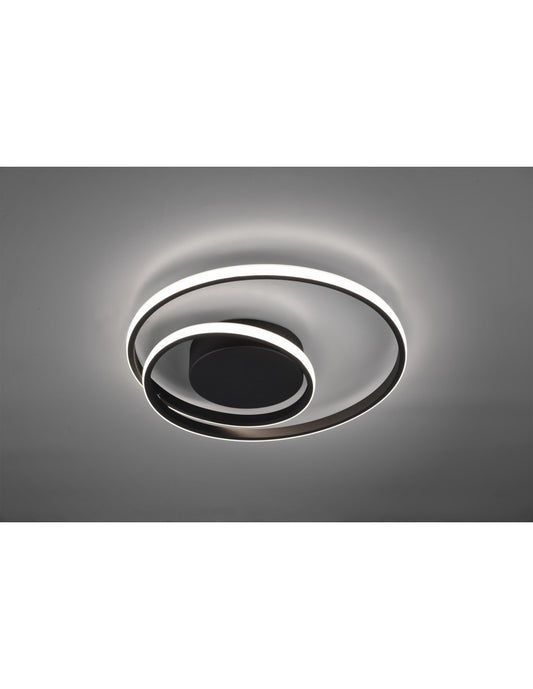 Plafonnier LED Zibal Spiral Noir 22w Dimmable Ø39 cm Trio Lighting