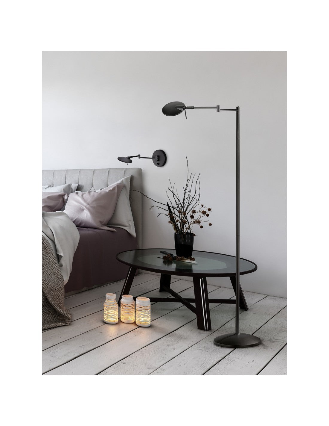Lampadaire Kazan Noir Led Touch Dimmable Orientable H121 cm Trio Lighting